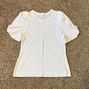 A New Day White Puff Sleeve Crewneck Tee